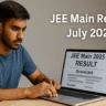Student checking JEE Main 2025 result on a laptop with scorecard visible